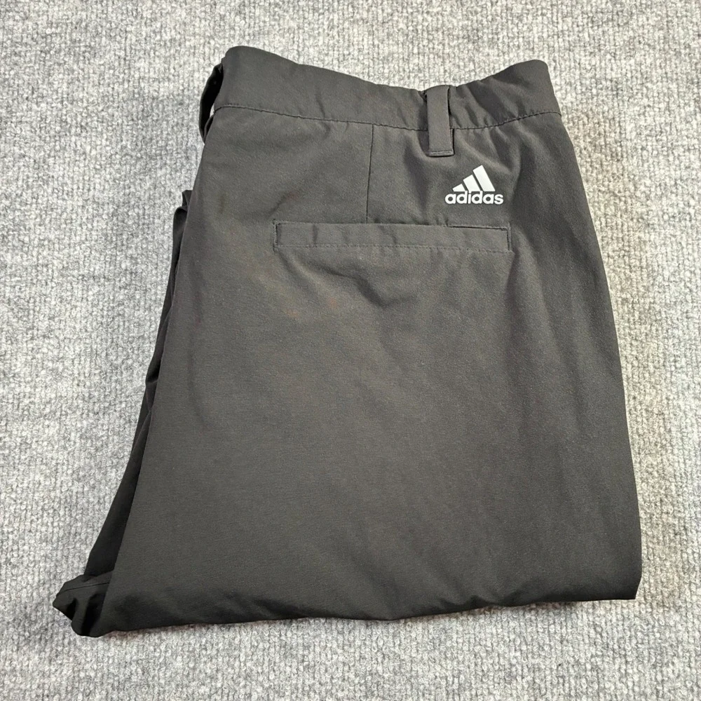 Adidas Golf Pants Mens 36x32 Black Stretch Performance Flat Front